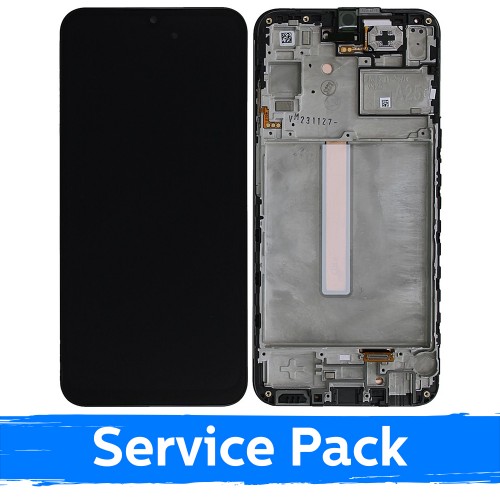 LCD displejs saderīgs ar Samsung A256 A25 5G melns ar rāmi (Service Pack)
