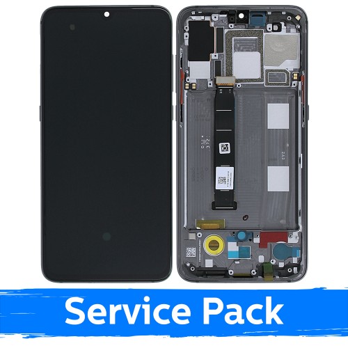 LCD displejs saderīgs ar Xiaomi Mi 9 ar rāmi / pelēks / (Service Pack)
