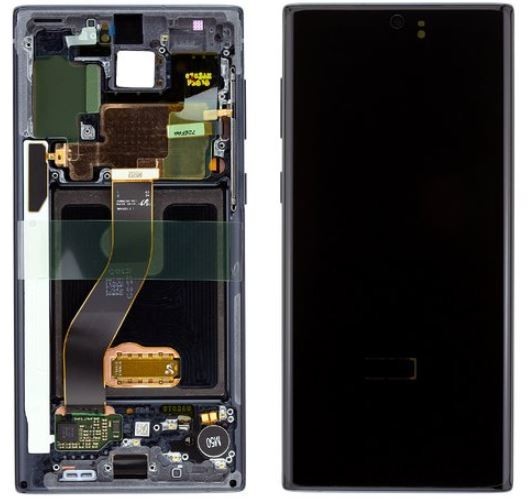 LCD screen Samsung N970F Note 10 ar touch screen un frame melns original (used Grade C)