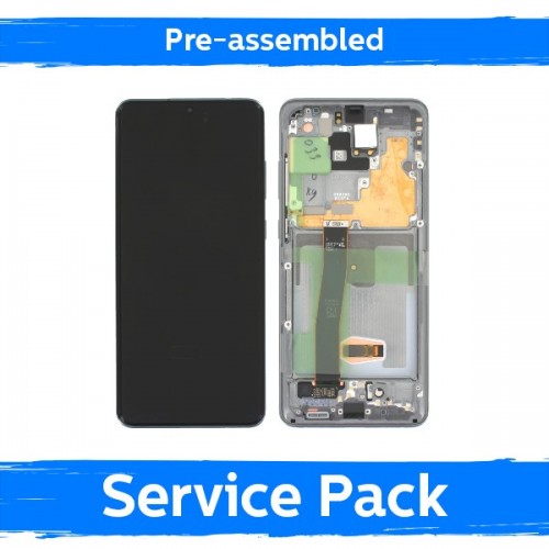 LCD displejs saderīgs ar Samsung G988 S20 Ultra ar rāmi / Cosmic Black / (Iepriekš salikts Service Pack)