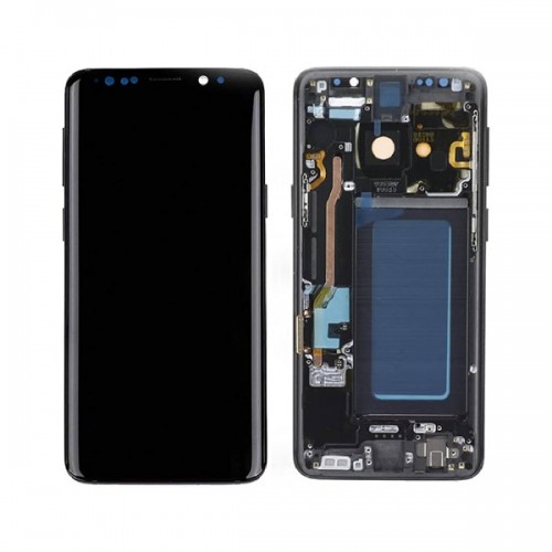 LCD displejs saderīgs ar Samsung G960 S9 ar rāmi / Midnight Black / HQ