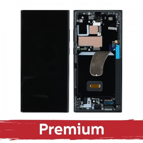 LCD displejs saderīgs ar Samsung S918 S23 Ultra ar rāmi / Cream / OEM