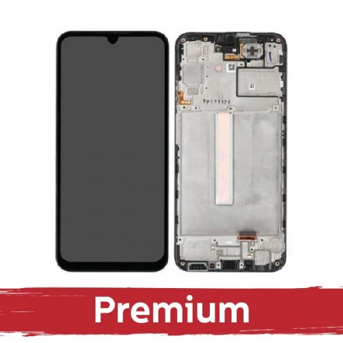 LCD displejs saderīgs ar Samsung A256 A25 5G melns ar rāmi OEM