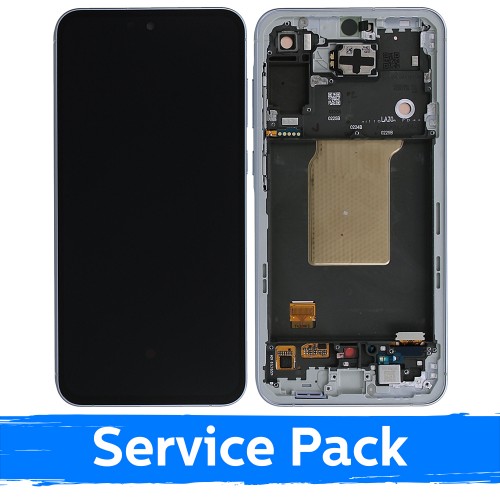 LCD displejs saderīgs ar Samsung A556 A55 5G ar rāmi / Ice Blue / (Service Pack)