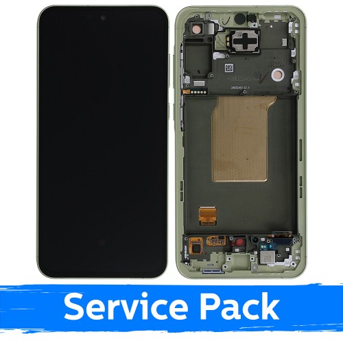 LCD displejs saderīgs ar Samsung A556 A55 5G ar rāmi / Lemon / (Service Pack)