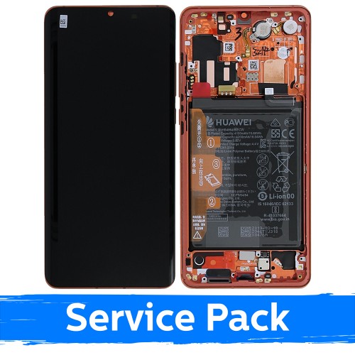 LCD displejs saderīgs ar Huawei P30 Pro ar rāmi / Amber Sunrise / (Service Pack)