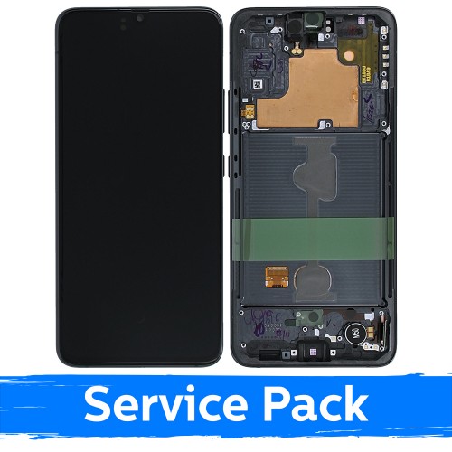 LCD displejs saderīgs ar Samsung A908 A90 5G 2019 melns ar rāmi (Service Pack)