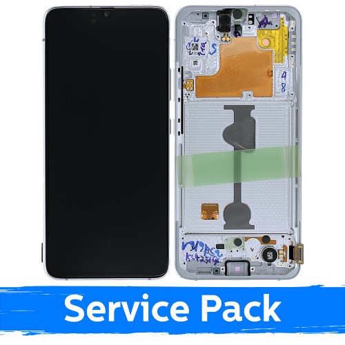LCD displejs saderīgs ar Samsung A908 A90 5G 2019 balts ar rāmi (Service Pack)