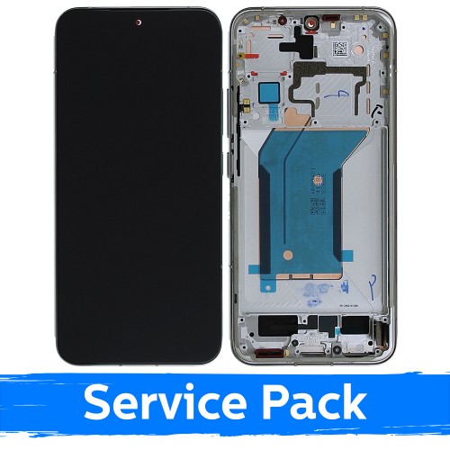LCD displejs saderīgs ar Xiaomi 14 ar rāmi / balts / (Service Pack)