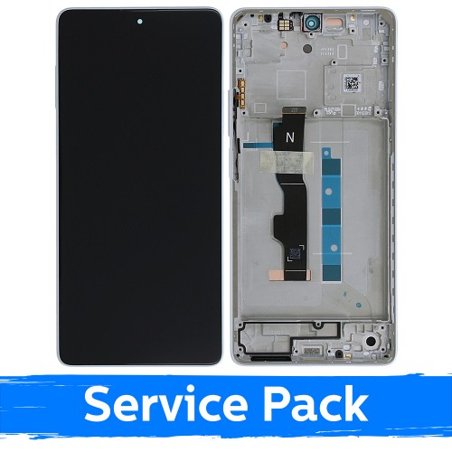 LCD displejs saderīgs ar Xiaomi Redmi Note 13 5G ar rāmi / Arctic White / (Service Pack)