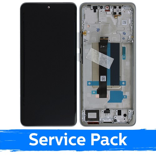 LCD displejs saderīgs ar Xiaomi Redmi Note 13 Pro+ 5G ar rāmi / Moonlight White / (Service Pack)