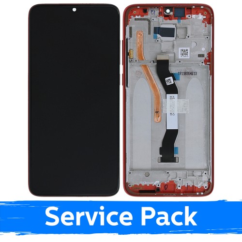 LCD ekrāns saderīgs ar Xiaomi Redmi Note 8 Pro ar rāmi koraļļu oranžs (Service Pack)
