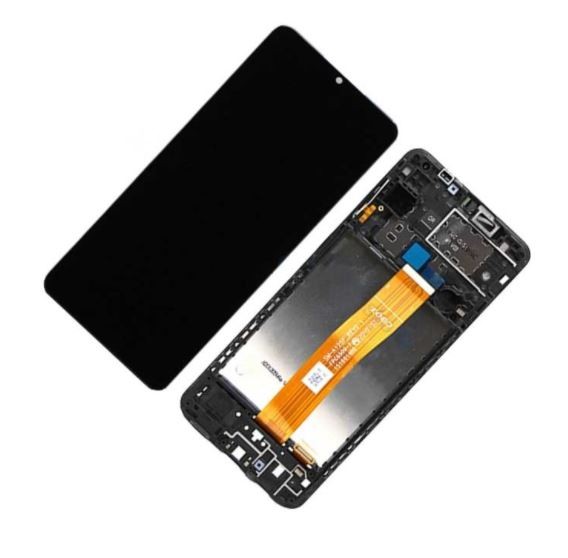 LCD screen Samsung A125 A12 2020 ar touch screen un frame Melns original (service pack)