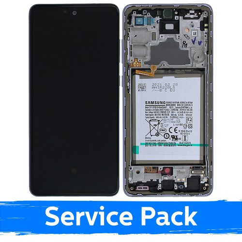 LCD displejs saderīgs ar Samsung A725 A72 ar rāmi / Awesome Violet / (Service Pack) +AR AKUMULATORU