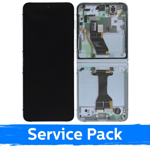 LCD ekrāns saderīgs ar Samsung F731 Z Flip5 iekšējais ar rāmi zils (Service Pack)