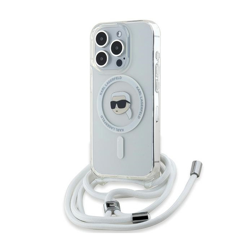 Karl Lagerfeld Crossbody IML Karl Head Magnētiskais viedtālruņa apvalks iPhone 15 Pro – caurspīdīgs