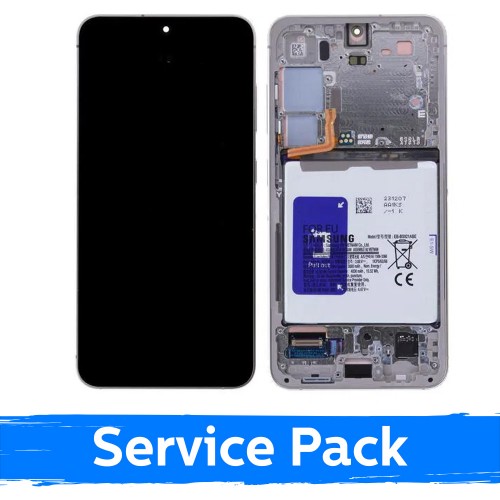 LCD Displejs saderīgs ar Samsung S921 S24 ar rāmi / Amber Yellow / (Service Pack) +AR BATERIJU