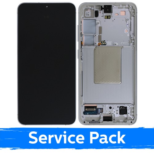 LCD displejs saderīgs ar Samsung S921 S24 ar rāmi / Marble Grey / (Service Pack)