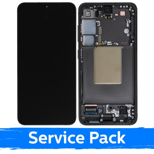 LCD displejs saderīgs ar Samsung S921 S24 ar rāmi / Onyx Black / (Service Pack)
