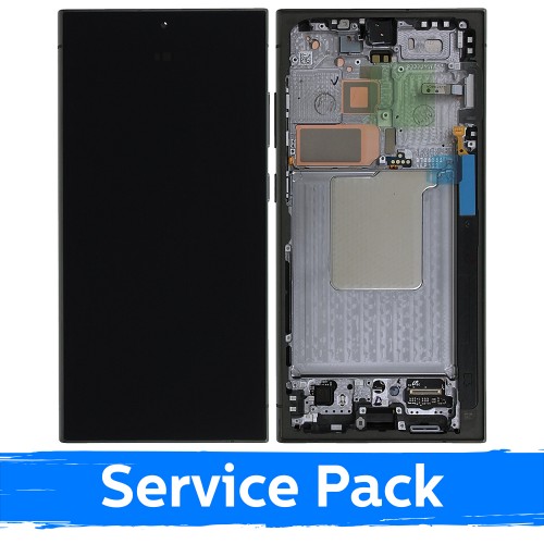 LCD displejs saderīgs ar Samsung S928 S24 Ultra ar rāmi / Titanium Black (Blue / Green) / (Service Pack)