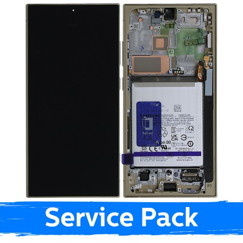 LCD displejs saderīgs ar Samsung S928 S24 Ultra ar rāmi / Titanium Yellow / (Service Pack) +AR AKUMULATORU