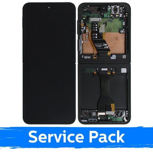 LCD displejs saderīgs ar Samsung Z F741 Flip 6 ar rāmi / melns / (Service Pack)