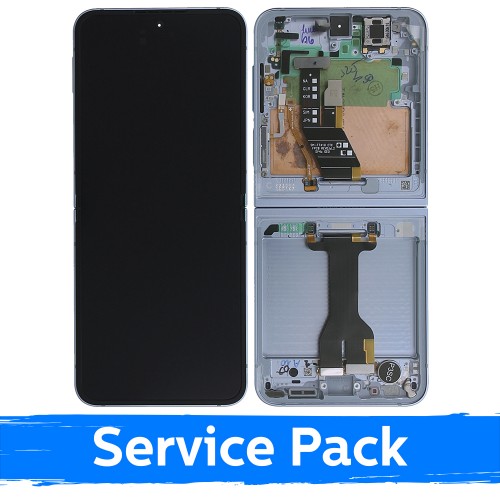 LCD displejs saderīgs ar Samsung Z F741 Flip 6 ar rāmi / zils / (Service Pack)