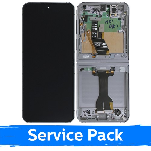 LCD displejs saderīgs ar Samsung Z F741 Flip 6 ar rāmi / balts / (Service Pack)
