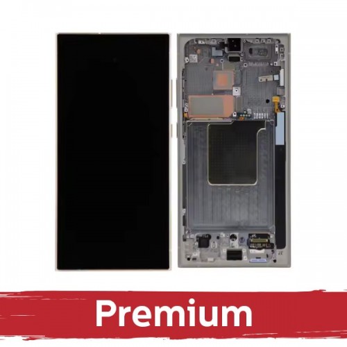 LCD displejs saderīgs ar Samsung S928 S24 Ultra ar rāmi / Titāna melns / OEM