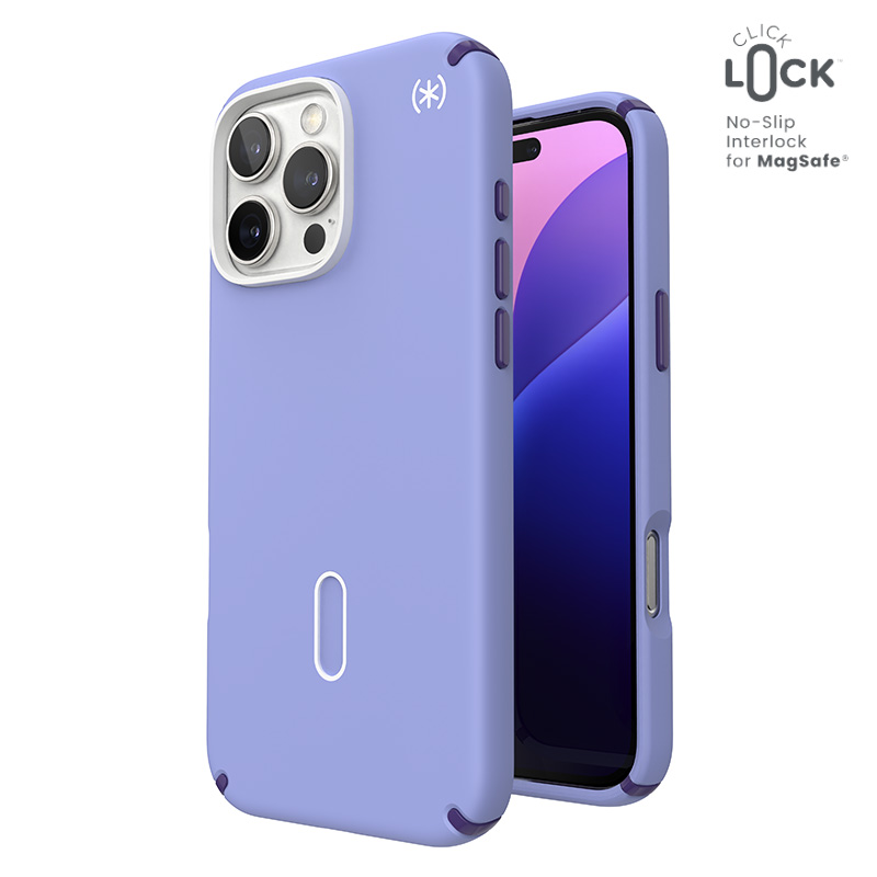 Speck Presidio2 Pro ClickLock & MagSafe - iPhone 16 Pro Max maciņš (Future Lavender / Cassis violets / balts)