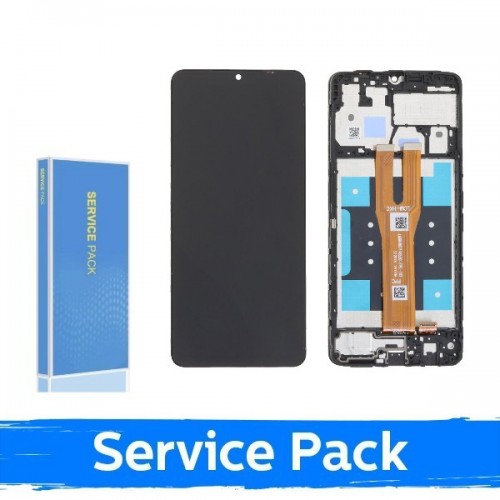 LCD displejs saderīgs ar Samsung A065 A06 (2024) melns ar rāmi (Service Pack)