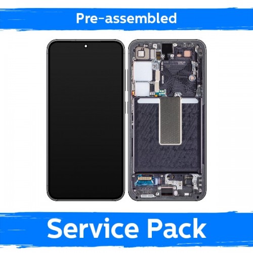 LCD displejs saderīgs ar Samsung S911 S23 ar rāmi / Cream / (Iepriekš samontēts Service Pack)
