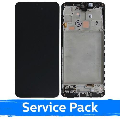 LCD displejs saderīgs ar Samsung A166 A16 5G melns ar rāmi (Service Pack)