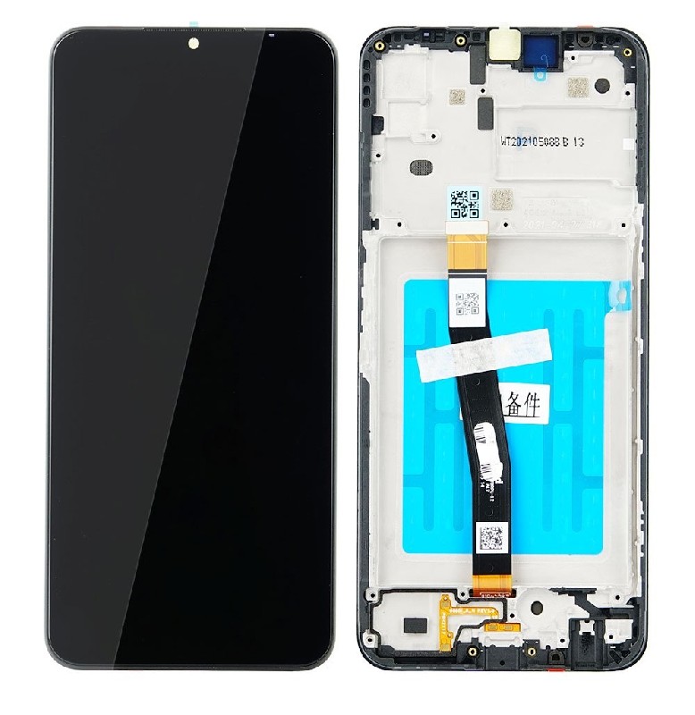 LCD screen Samsung A226 A22 5G ar touch screen un frame Melns original (service pack)