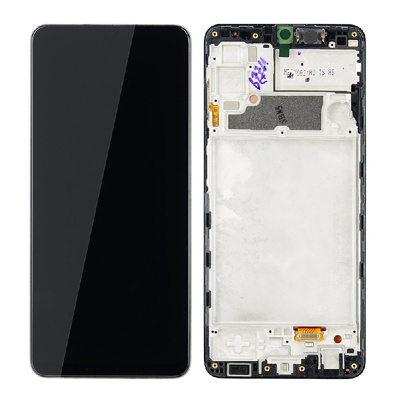 LCD screen Samsung A225 A22 4G ar touch screen un frame Melns original (service pack)