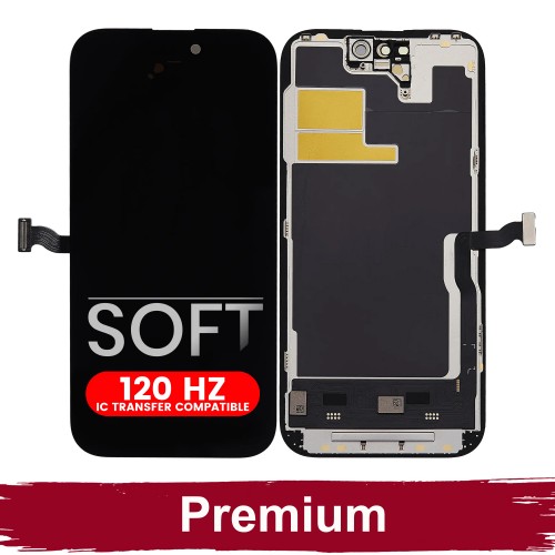LCD displejs saderīgs ar iPhone 14 Pro melns (SOFT OLED / Stable 120Hz / Premium)