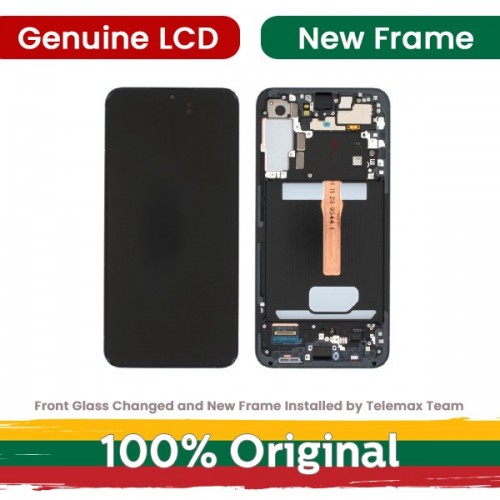 LCD displejs saderīgs ar Samsung S911 S23 ar rāmi / (Graphite) Phantom Black / (atjaunots: Telemax)