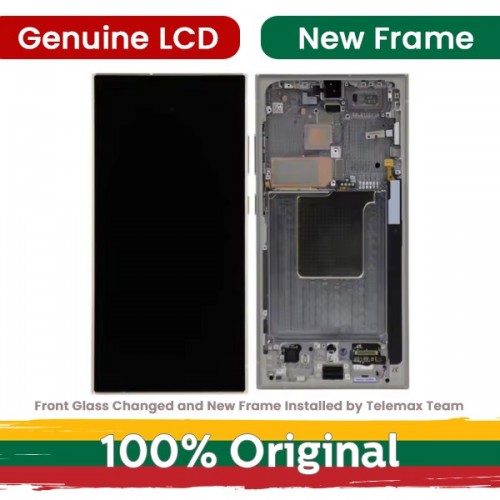 LCD displejs saderīgs ar Samsung S928 S24 Ultra ar rāmi / Titanium Yellow / (atjaunots: Telemax)