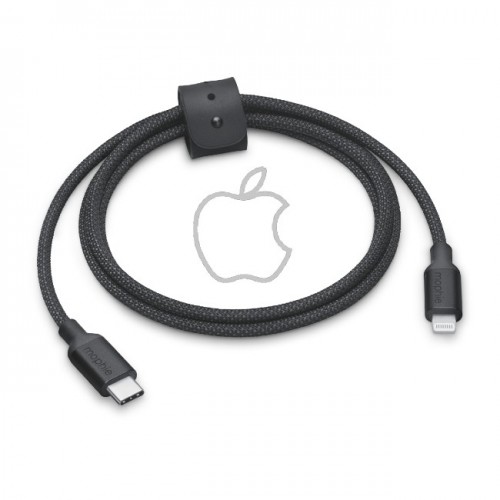 USB kabelis Apple "Woven" (A2432) melns 100cm "Type-C / Lightning" / 100% oriģināls /