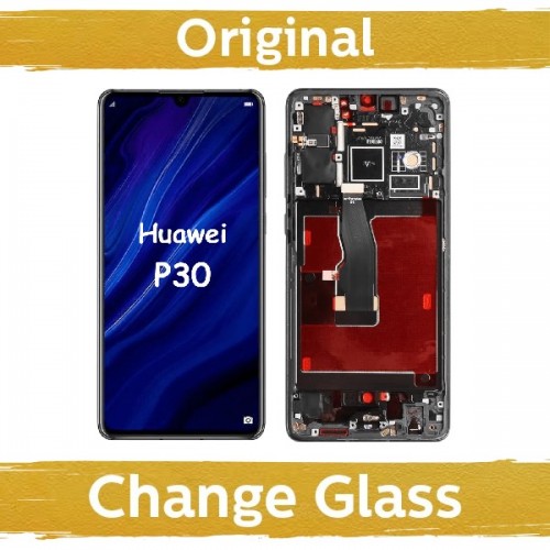 LCD displejs saderīgs ar Huawei P30 ar rāmi / melns / (atjaunots: Ķīna)