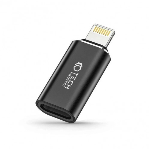 Adapteris Tech-Protect "UltraBoost" melns (ievade: "Type-C" / izvade: "Lightning")