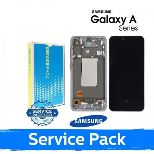LCD displejs saderīgs ar Samsung A566 A56 5G ar rāmi / gaiši pelēks / (Service Pack)