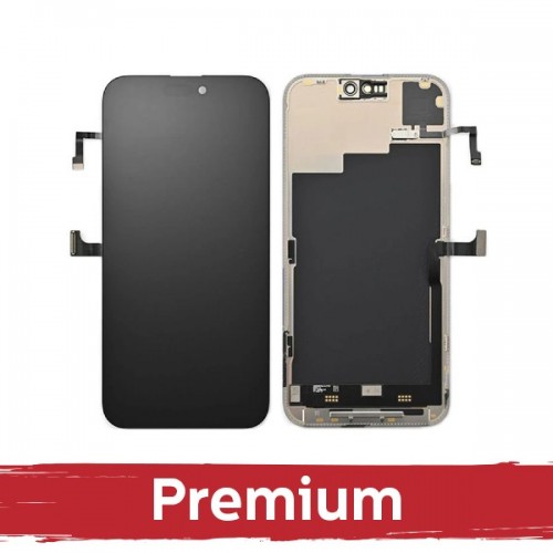 LCD displejs saderīgs ar iPhone 15 Pro melns (Hard OLED / Premium) /*Removable IC*/