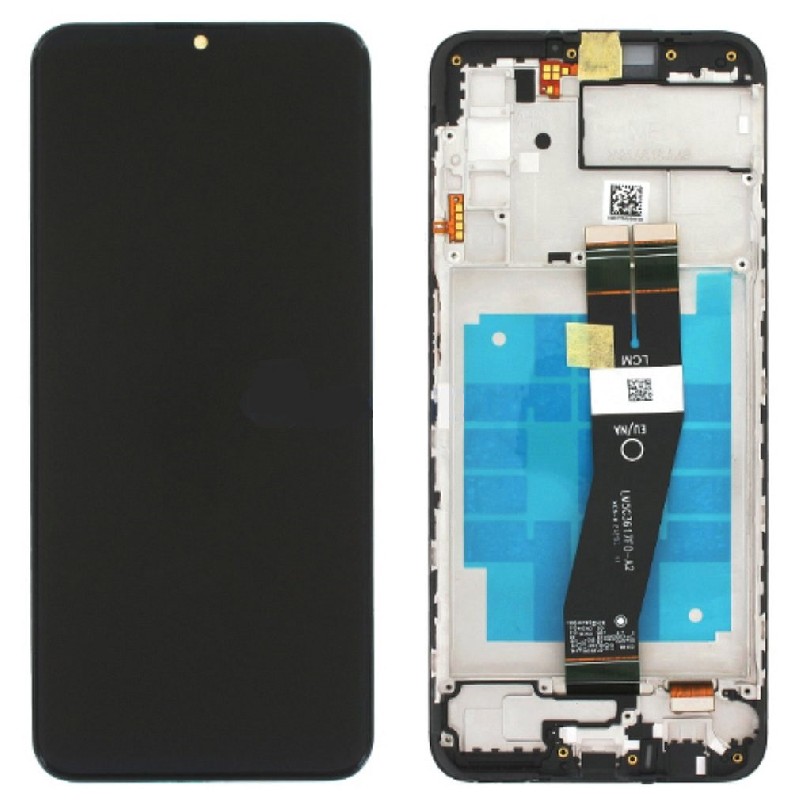 LCD screen Samsung A035G (A03 2022) ar touch screen ar frame melns original (service pack)