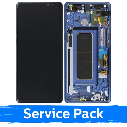 LCD displejs saderīgs ar Samsung N950 Note 8 ar rāmi / zils / (Service Pack)