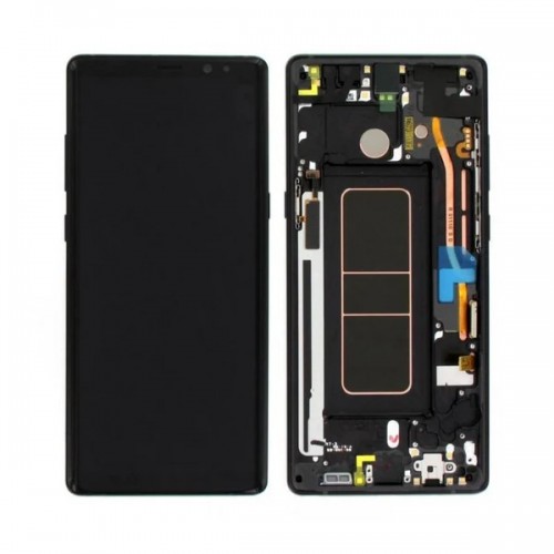 LCD displejs saderīgs ar Samsung N950 Note 8 ar rāmi / Pusnakts melns / HQ