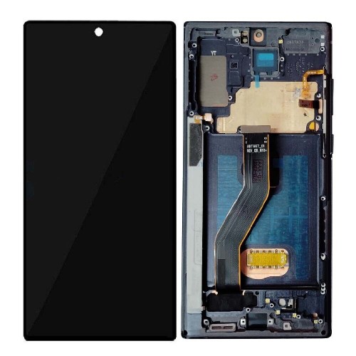 LCD displejs saderīgs ar Samsung N975 Note 10 Plus ar rāmi / Aura melns / HQ