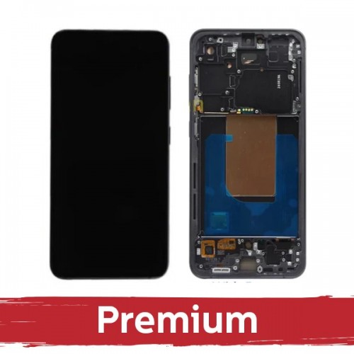 LCD displejs saderīgs ar Samsung S721 S24 FE ar rāmi / Grafīta (melns) / OEM