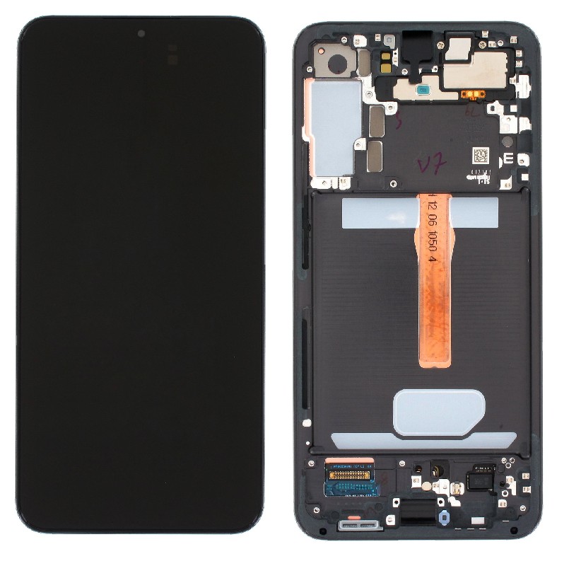 LCD ekrāns Samsung S906 S22 Plus ar skārienekrānu un rāmi melns oriģināls (oriģināls komplekts)