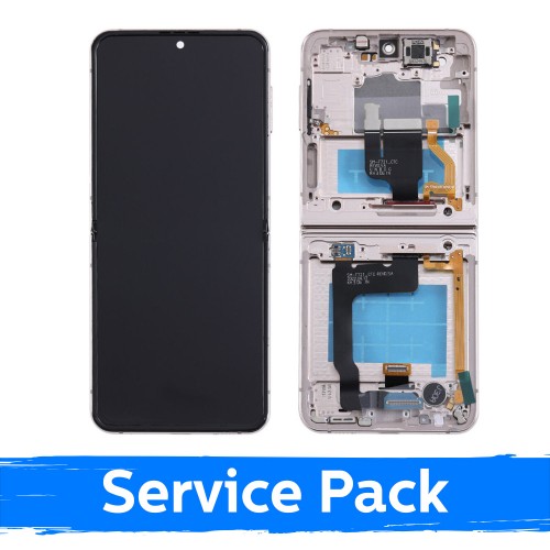 LCD Displejs saderīgs ar Samsung F721 Z Flip4 (IEKŠĒJAIS) ar rāmi / rozā zeltains / (Service Pack)